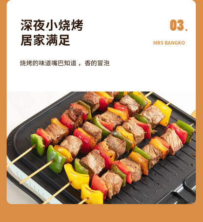 Plancha eléctrica para horno de Pizza y panqueques, sartén con calefacción de doble cara para hacer crepes profundos, parrilla para barbacoa, olla caliente
