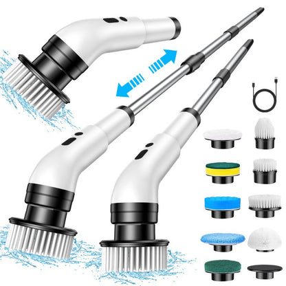 Cepillo de limpieza eléctrico 7 en 1cepillo para polvo de limpieza inalámbrico 8 en 1, cepillo para polvo de limpieza eléctrico de 2 velocidades ajustables con 8 cabezales de cepillo para polvo reemplazables