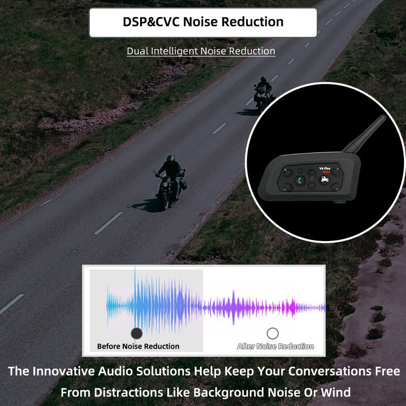 V6 Pro Intercomunicador Bluetooth Motocicletas, Intercomunicador de Casco,1200m Comunicación Intercom/Impermeabilidad/MTB/6 Motociclistas