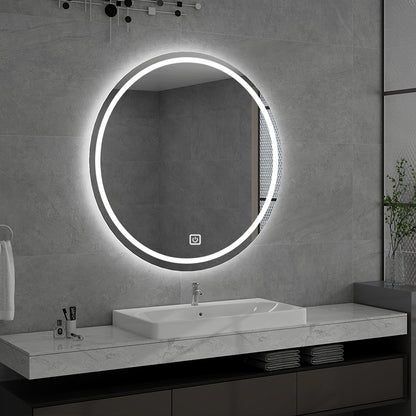 Espejo de Maquillaje de Tocador Grande con Luces, 3 Modos de Iluminación de Color Espejo de Maquillaje Redondo Iluminado con Control Táctil LED de Atenuación
