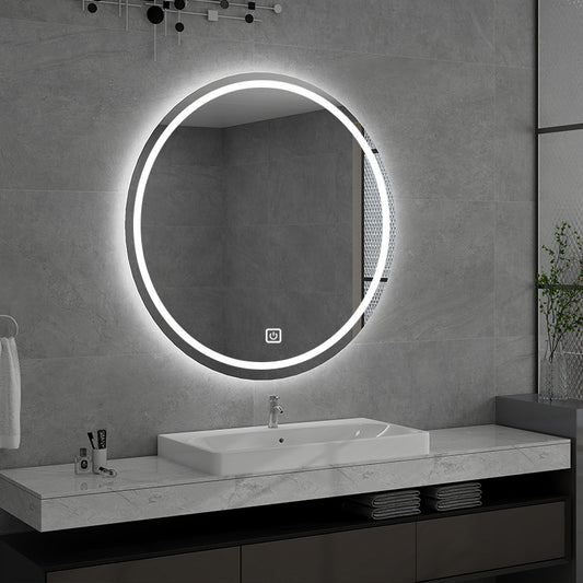 Espejo de Maquillaje de Tocador Grande con Luces, 3 Modos de Iluminación de Color Espejo de Maquillaje Redondo Iluminado con Control Táctil LED de Atenuación