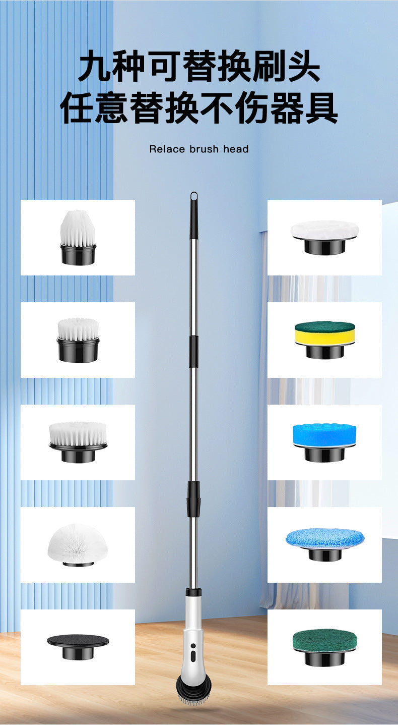 Cepillo de limpieza eléctrico 7 en 1cepillo para polvo de limpieza inalámbrico 8 en 1, cepillo para polvo de limpieza eléctrico de 2 velocidades ajustables con 8 cabezales de cepillo para polvo reemplazables