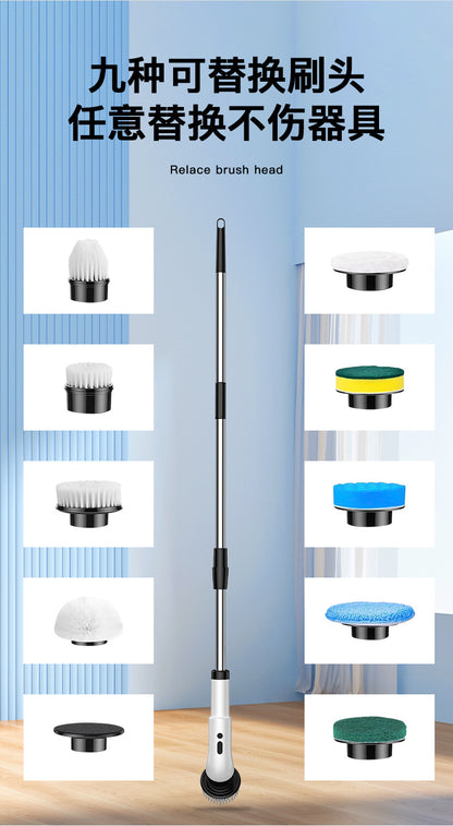 Cepillo de limpieza eléctrico 7 en 1cepillo para polvo de limpieza inalámbrico 8 en 1, cepillo para polvo de limpieza eléctrico de 2 velocidades ajustables con 8 cabezales de cepillo para polvo reemplazables